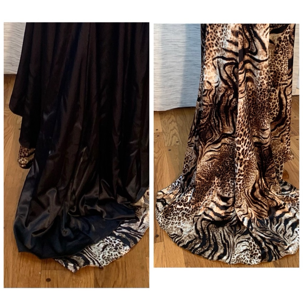 Alyce Designs Black and Brown with Leopard Print Asymmetrical Dress - Picture 14 of 15